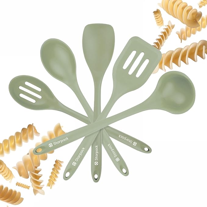 Starpack 'Stir & Serve' Silicone Cooking Utensils Set (5 Pcs) - Kitchen Utensils Set Heat Resistant to 600°F - Kitchen Utensils for Nonstick Cookware - Silicone Utensil Set for Mixing & Cooking