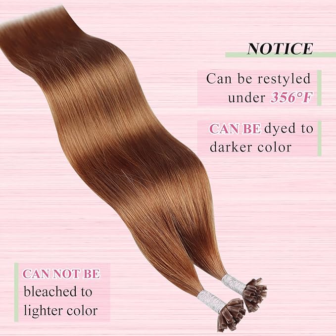 YoungSee U Tip Hair Extensions Copper UTip Hair Extensions Human Hair Copper 16In U Tip Keratin Hair Extension Colored Pre Bonded Hair Extension Utip For DIY 50s/25G