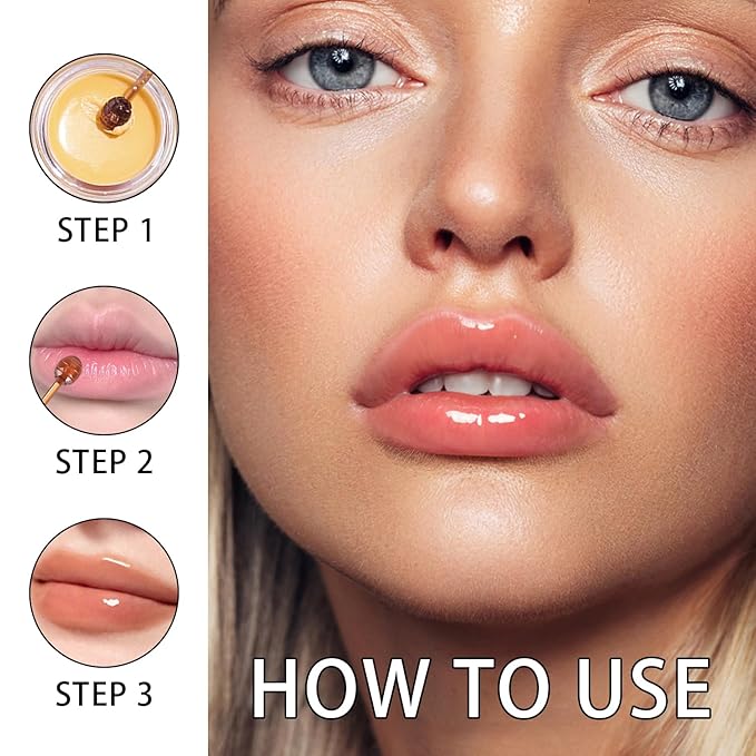 2PCS Lip Mask Overnight, Honey&Strawberry Moisturizing Repair Sleeping Lip Balm, Fade Lip Lines Bee Lip Balm, Hydrating &Prevention Dry and Crack Lip Scrubs Exfoliator (Strawberry & Strawberry)