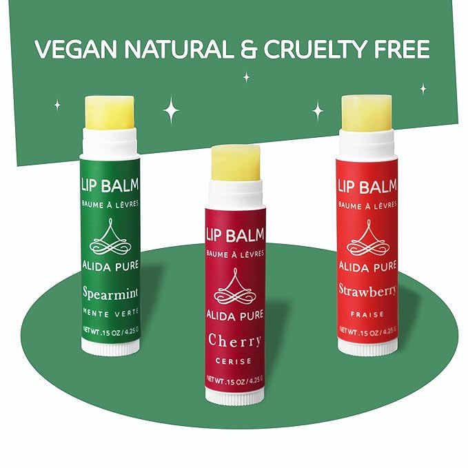 Berry Mint Lip Balm Collection, Vegan Set, Bees Wax Free, Coconut Oil Free, with Organic Jojoba and Avocado Oil, Vitamin E, Natural Moisturizer For Dry Cracked Lips, 3 Tube Set