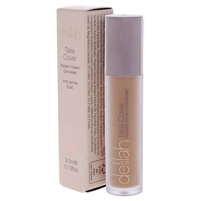 delilah - Take Cover Radiant Cream Concealer - Chashmere - Blendable, Hydrating, Long-Lasting, Light Reflecting, Imperfections Corrector - Enriched with Vitamin E - Medium to Full Coverage - 0.12 Oz