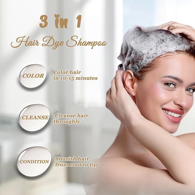 Brown Hair Dye Shampoo, Instant Hair Color Shampoo, Long Lasting Dark Coffee Hair Dye, Covers Gray in Minutes, Champu Para Canas, Champu Para Pintar el Cabello, 16.90 Fl Oz