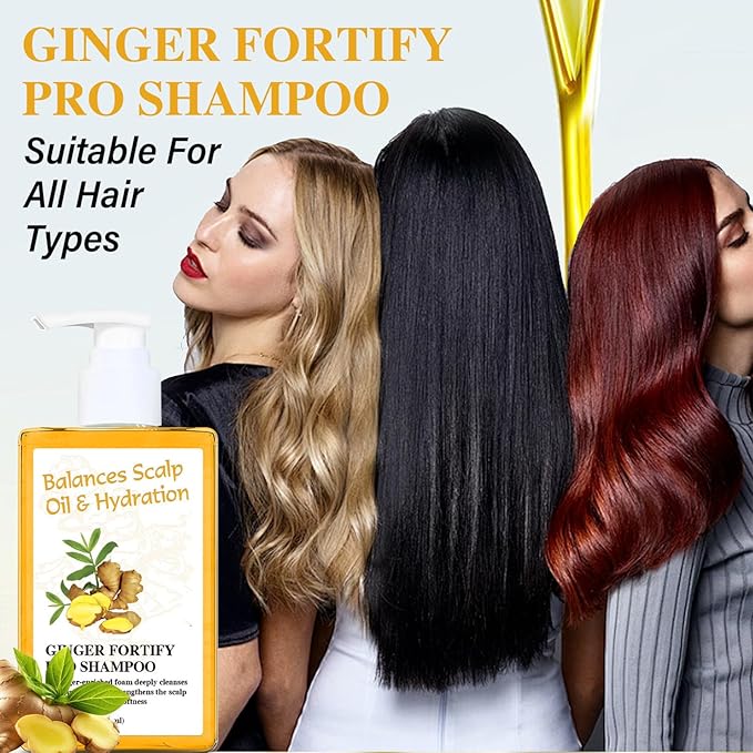 Soelegant Ginger Shampoo – Oil Control & Anti Hair Loss | Deep Cleanse & Scalp Care with Ginger Root Extract & Herbal Leaves | Anti Dandruff, Nourish & Volumizing for Men & Women, 10.144 FL OZ