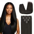 Lashey Clip in Hair Extensions Human Hair, 7pcs 120g #1B Natural Black Hair, 24 Inch Clip in Hair Extensions Real Human Hair Long Straight Clip Ins for Black Women