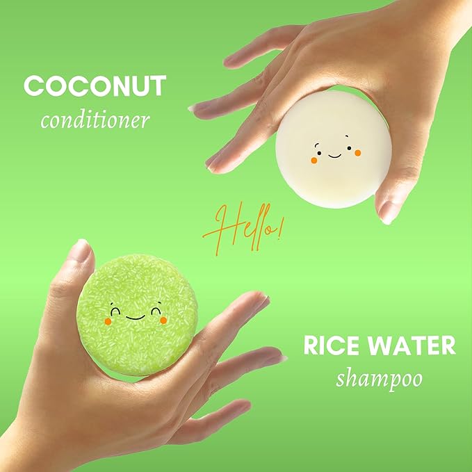 Muun Rice Water Shampoo and Conditioner Bar Pack 3 - Hair Growth, Thickening, Strengthening, Anti Hair Loss, Volumize & pH Balanced - Sulfate & Silicone Free For All Hair Type