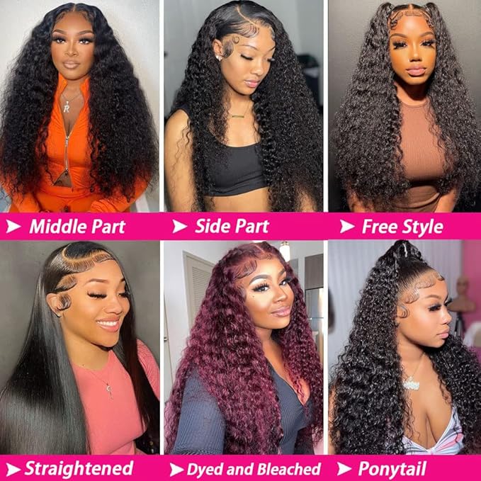 bangjazz 180% Density HD Lace Front Wigs Human Hair Deep Wave Wig 13x4 Lace Frontal Wigs Human Hair 22 Inch Curly Wigs for Black Women Pre Plucked Natural Hairline Natural Color