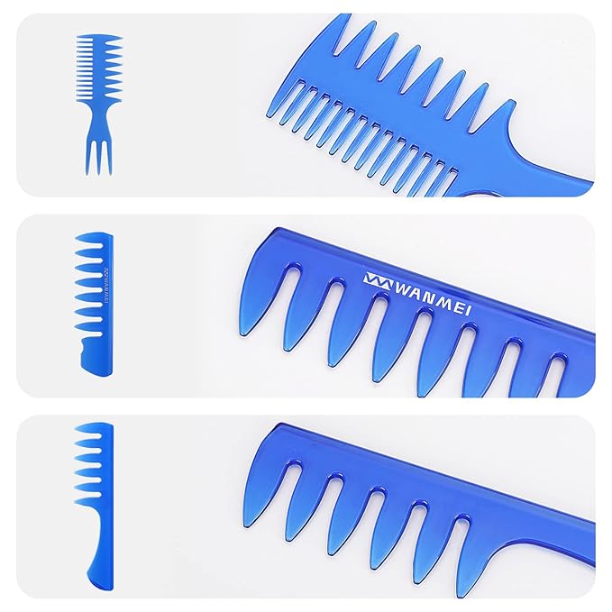 Tbestmax 6 Pcs Hair Comb Styling Set Tail Combs Afro Pick Pik Brushes African American Hair Brush Barber Blue