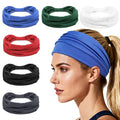Huachi Headbands for Women, Wide Elastic Head Bands Non Slip, Thick Workout Headband Sweat Bands, Soft Large Knotted Hair Band Turban Headwraps for Washing Face, Makeup, Sport, Running(Pack of 6)