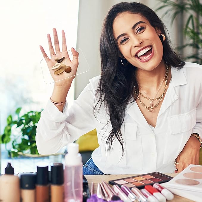 Rolybag Acrylic Makeup Mixing Palette with Spatula Tool Transparent Cosmetic Makeup Palette for Nail Art Makeup Eye Shadow Professional Pigment Cosmetic Mixing (Acrylic -A)