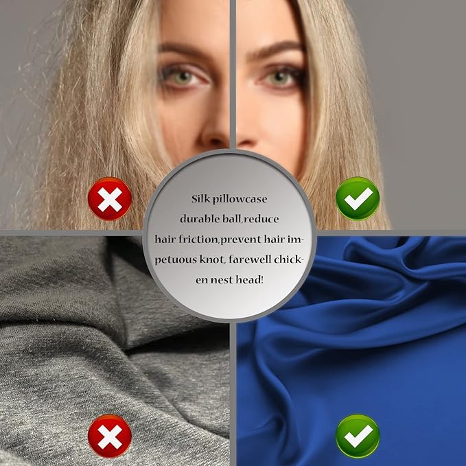 Natural Mulberry Silk Pillowcase for Hair and Skin Standard Size 20"X 26" Silk Pillow Case with Hidden Zipper Soft Breathable Smooth Cooling Silk Pillow Covers for Sleeping(Royal Blue,Standard,1Pcs)