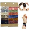 48 Pcs Boho Hair Ties - Morandi & Earth Tone Elastic Hair Bands, No Crease Durable Hair Accessories for Women Girls, Multi - Color Handmade Hair Ropes with Kraft Paper Hanging Card