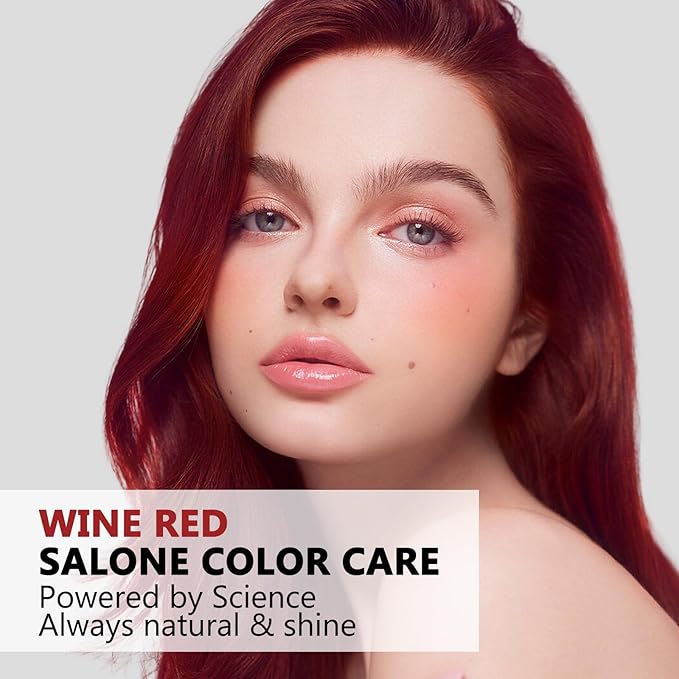 10 PCS Wine Red Hair Dye Shampoo 3 in 1, Long Lasting Hair Color Dye, Semi- Permanent Instant Shampoo for Men & Women - Herbal Ingredients, Easy to Use (Wine red)