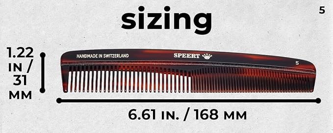 #5 Handmade Wide Narrow Tooth Comb Tortoise Havana Acetate Thick Coarse Curly Thin Fine Straight Hair Detangling Parting Grooming Teasing Styling Hairdresser Barber Hairdressing Wet Dry Pocket