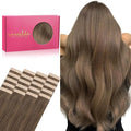 WENNALIFE Tape in Hair Extensions Human Hair, 20pcs 50g 24 inch Light Ash Brown Remy Hair Extensions Straight Human Hair Tape in Extensions Skin Weft Tape Extensions Human Hair