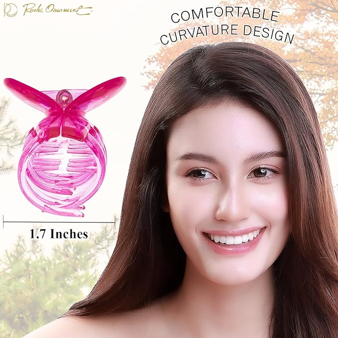 RC ROCHE 6 Pcs Double Claw Hair Clip Tooth Claw Clip Grip Tooth Jaw Clamps Thin Fine Hair Strong Hold No Slip Undo Clutchers for Women, Medium Transparent Multicolor