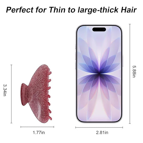 4 Pack Large Acrylic Hair Claw Clips for Women, Cute Shiny Glitter Claw Clips for Thick Hair, Strong Hold Non-Slip Barrettes Clips Ideal Gift for Girls