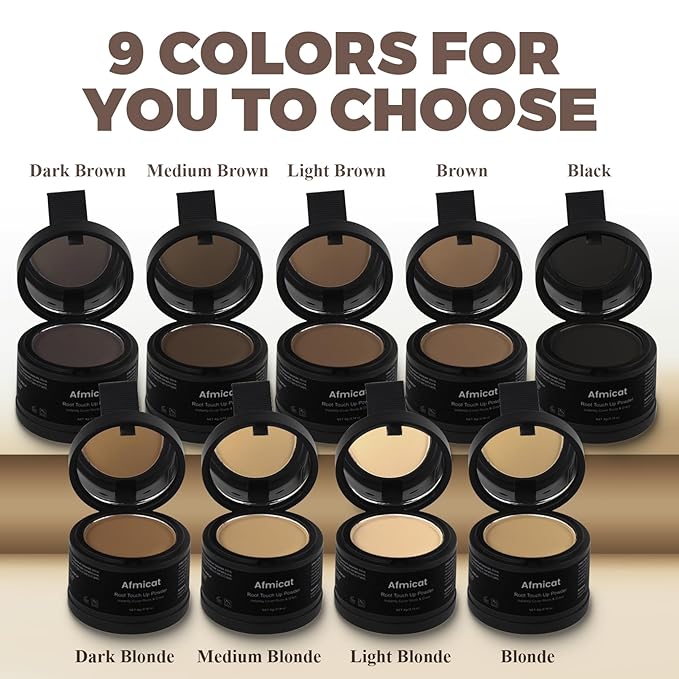 Instant Hairline Powder, Root Touch Up Hair Color for Gray Coverage and Thinning Hair, Root Cover Up Conceals Hair Loss & Bald Spots, Natural and Non-Greasy Hair Color for Women & Men, Dark-Brown