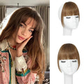 Light Brown Clip In Bangs Real Human Hair French Bangs For Women Clips Thick Bangs Fringe With Temples Hairpieces Curved Bangs For Daily Wear