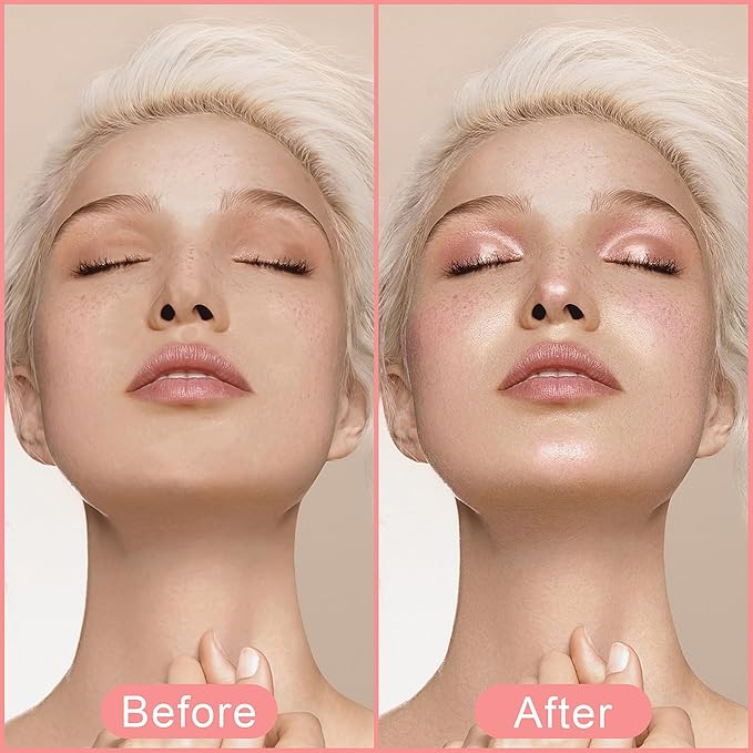 Ponhey Highlighter Makeup Stick for Face and Body, Non-greasy Finish,Delivers a Natural Glow, Long Lasting Waterproof Pearl White Glimmer Glow Sparkly Glitter Body Shimmer