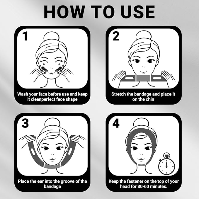 Reusable V Line Lifting Mask with Chin Strap for Sleeping,Face Lift Prevent Sagging, Jaw Exerciser,Black,M