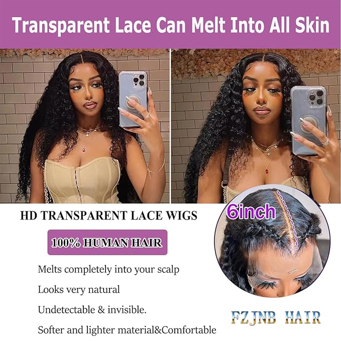 28 Inch Deep Wave Lace Front Wigs Human Hair 13x6 HD Lace Front Wigs Human Hair Pre Plcked Curly Human Hair Wig for Women 200% Density Water Wave Lace Front Wigs Human Hair With Baby Hair