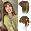NAYOO Hair Toppers for Women Real Human Hair, 360° Cover Clips in Full Fringe Fake Bangs Hair Pieces for Women Girls Daily Wear(Light Brown)