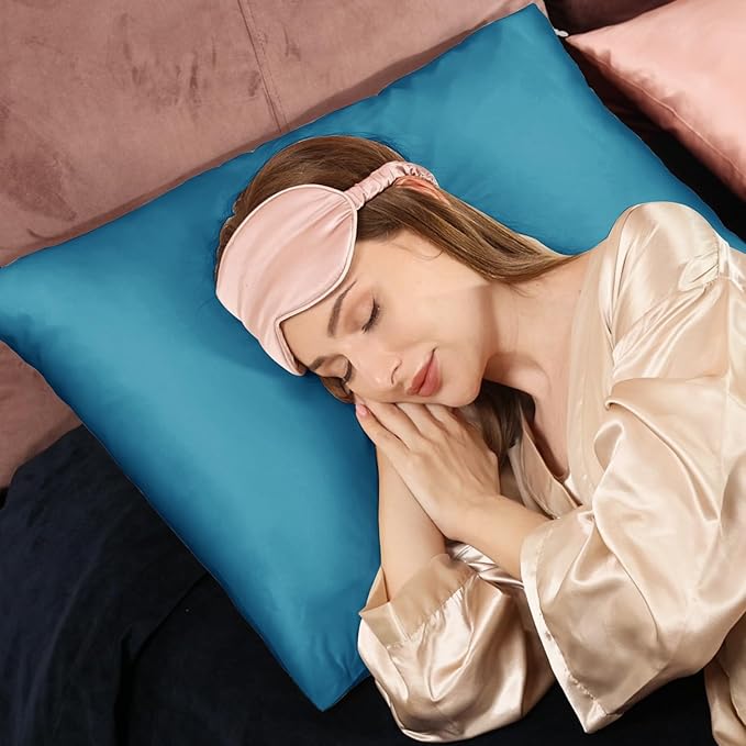 Adubor 100% Silk Pillowcase - Mulberry Silk Pillow Cases, 23 Momme 6A Grade Fibers, Silk Pillow Case for Hair and Skin Health, with Hidden Zipper (Queen 20''x30'', Peacock Blue, 1PC)