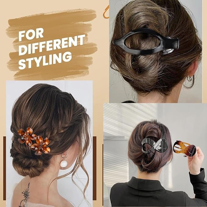 10 Pcs Flat Hair Clips for Women, Lay Flat Claw Clips French Glossy Claw Clips for Thick & Thin Hair No-Slip Hair Claw Strong Hold Barrettes Hair Clamps for Women