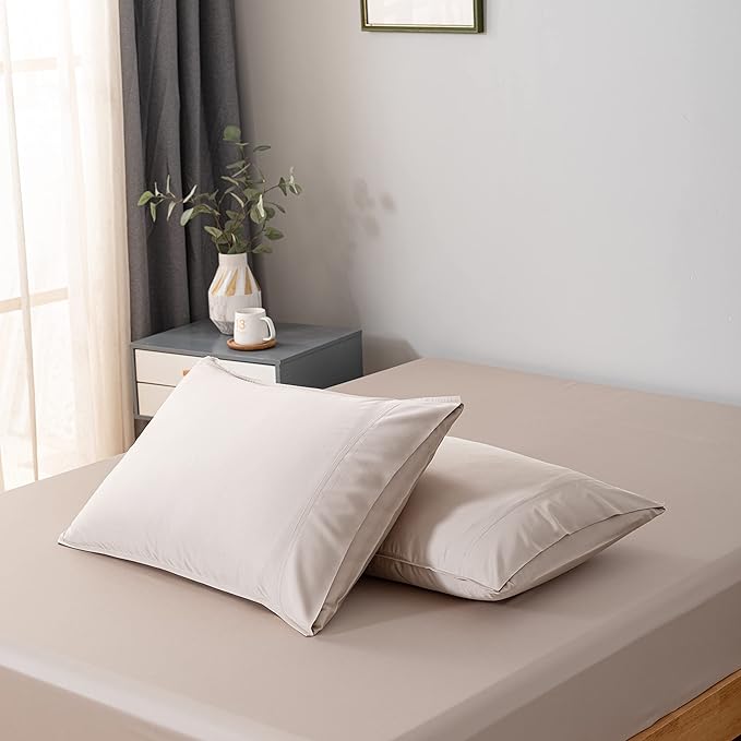 Bella Coterie | Luxury Bamboo Viscose King Size Pillowcase Set | 100% Organically Grown | Ultra Soft | Cooling | 2 Pcs [Dune]
