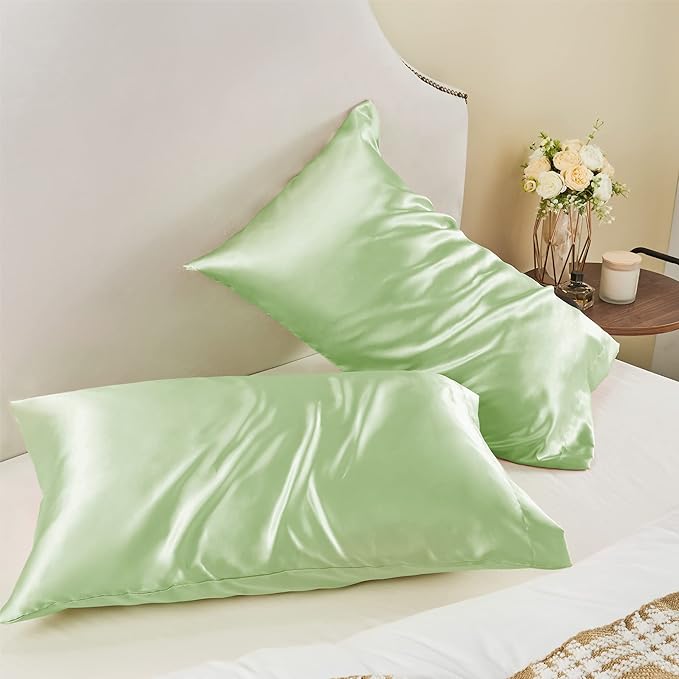 BEDELITE Satin Pillowcase for Hair and Skin, Super Soft and Cooling Similar to Silk Pillow Cases 2 Pack with Envelope Closure, Gift for Women Men(20"x36" King Size, Gleam)