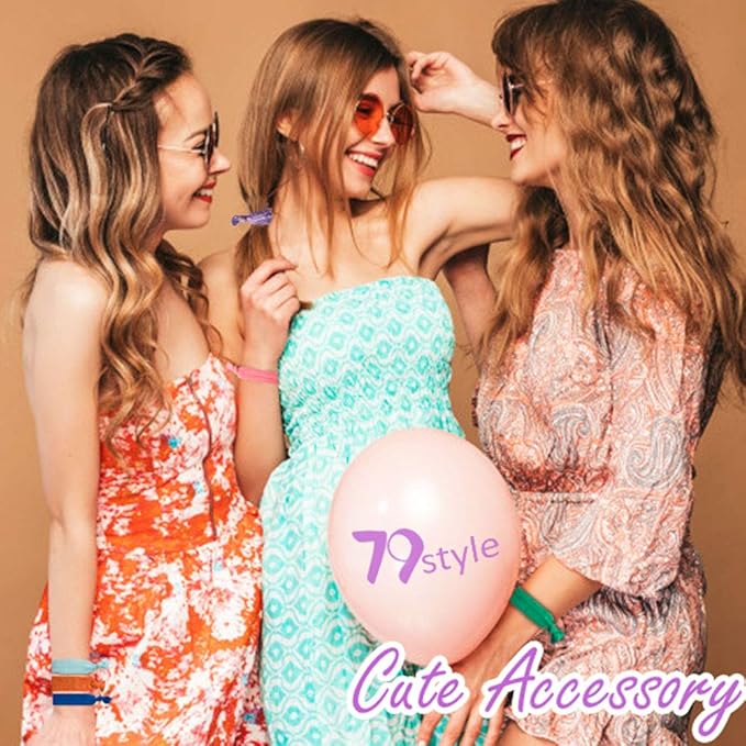 79STYLE 50pcs Elastic Hair Ties No Crease Ouchless Cute Print Ribbon Ponytail Holders Braid Soft Fabric Yoga Twist Cute Hair Ties Hair Accessories Hand Knotted Fold Over Solid Colors (50