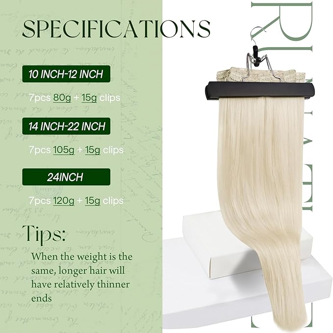 RUNATURE Blonde Clip in Hair Extensinos Real Human Hair, Short Hair Extensions Clip Ins, Human Hair Clip in Extensions for Women, Thick Ends Remy Natural Hair, 12 Inch 80g 7pcs #800 Platinum Blonde