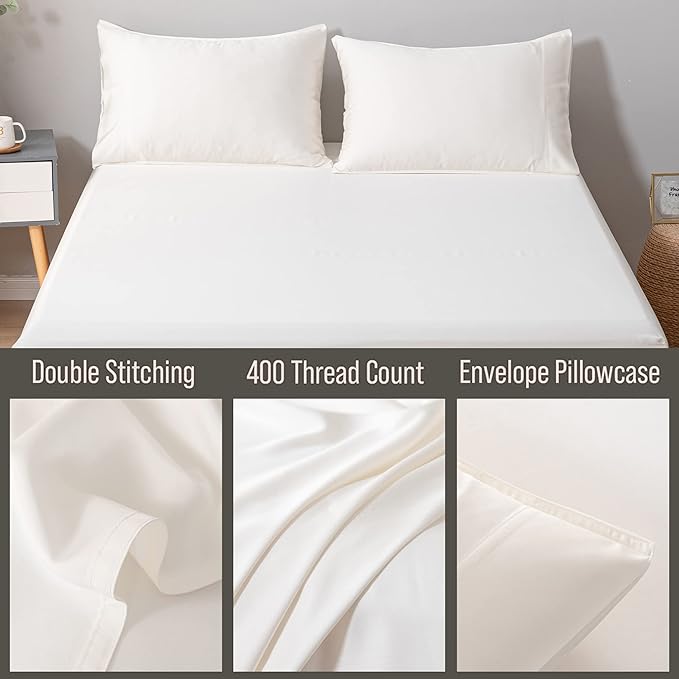 Bella Coterie | Luxury Bamboo Viscose King Size Pillowcase Set | 100% Organically Grown | Ultra Soft | Cooling | 2 Pcs [Ivory]