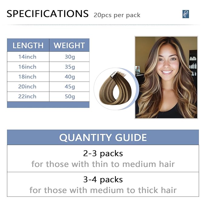 COOKAYU Invisible Tape in Hair Extensions, Injected Tape Hair Extensions Medium Brown to Caramel Blonde 50g 20pcs 22Inch Seamless Tape in Human Hair Extensions Straight