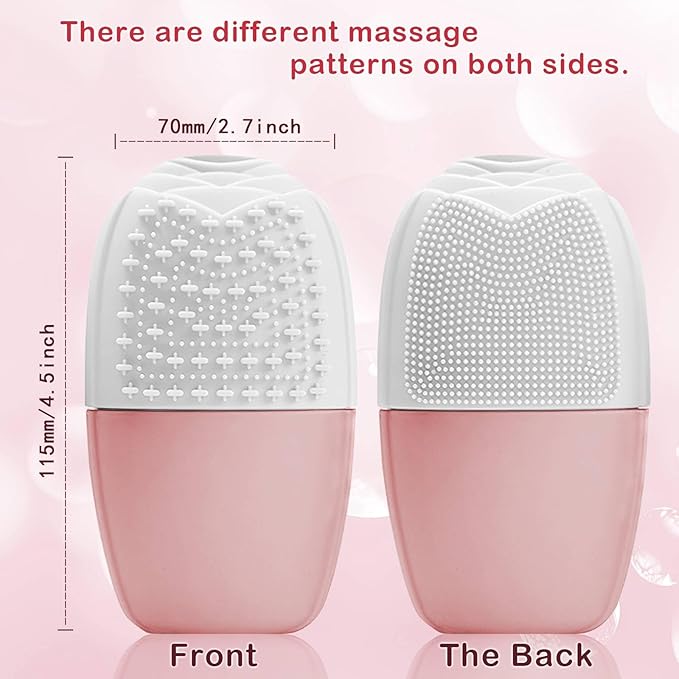 XHJRI Ice Face Roller Massager,Ice Cube Roller for Face, Eyes and Neck Naturally Conditioning and Skin Care,De-Puff Eye Bags,Reduce Migraine Pain,Reusable Massage Silicone Ice Mold (New Pink White)