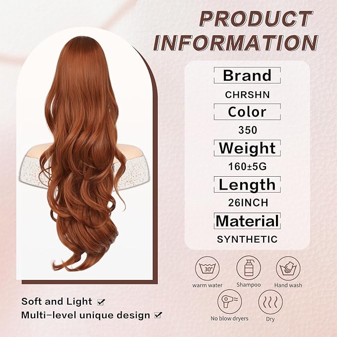 Ponytail Extension, Drawstring Ponytail Extension for Women 26 Inch Long Wavy Pony Tails Hair Extensions Synthetic Clip in Ponytail Hairpiece for Women(350#)