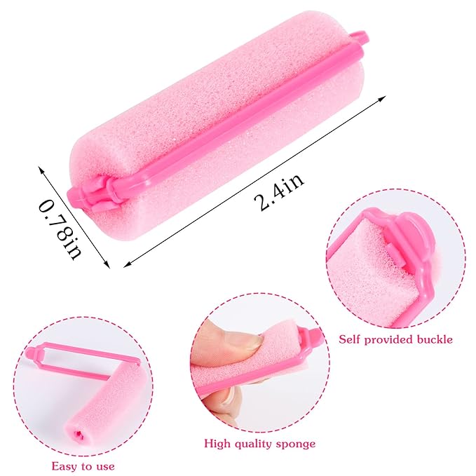 Pengxiaomei 36Pcs Foam Sponge Hair Rollers, 2.4 Inch Hair Curlers to Sleep In, Soft Hair Curlers for Curls Style, Heatless Hair Curler
