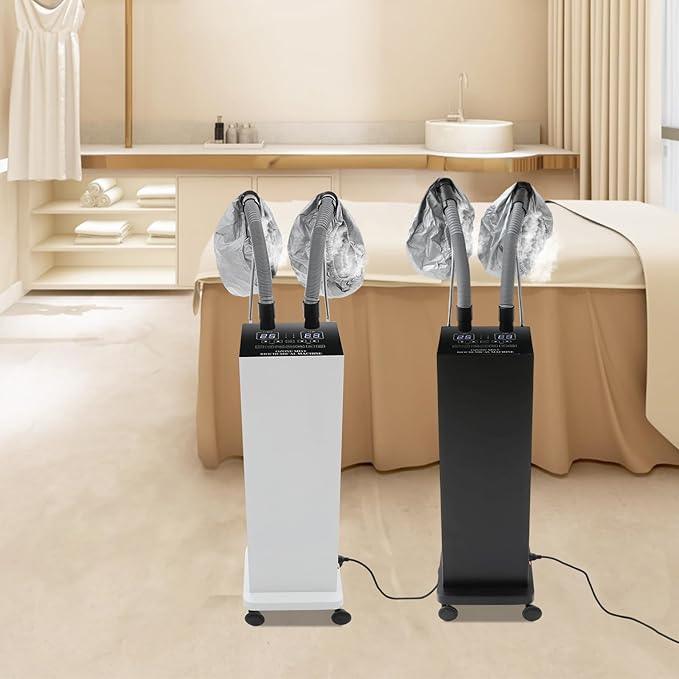 Professional Hair Steamer Machine with Adjustable Temperature,650W Hair Steamer,Dual Tube Steam Hair Care System,Salon Spa Equipment for Deep Hair Care Repair, Hair Styling (Black)