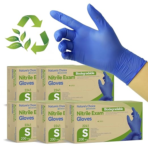 Jointown Biodegradable Nitrile Exam Gloves, Disposable Medical Surgical Gloves, Violet Blue Nitrile Glove, Latex Free, Food Safe, 1000 Count, Small
