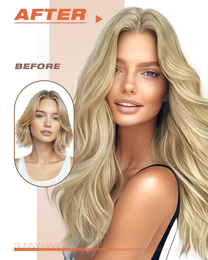 Sunny Hair Tape in Hair Extensions Real Human Hair Invisible Remy Hair Extensions Tape ins for Women Golden Blonde Highlight Medium Blonde 12 inch 20Pcs 30G