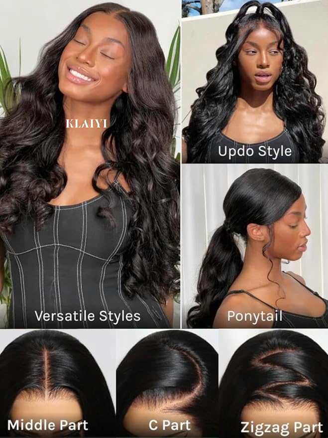 KLAIYI HD Real Scalp Wig 13x4 Lace Frontal Human Hair Wig Loose Body Wave with Face Framing Curtain Bangs Pre Everything Glueless 3S Wear and Go Precut Lace Pre Plucked Pre Bleached 180%Density 24Inch