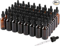 48 Pack, 2oz Glass Dropper Bottle, Preety Texture Tincture Bottles with Precise Scales Eye Droppe, for All Kinds Of Mixed Liquids,Leak-Proof Design for Easy Travel (Amber)