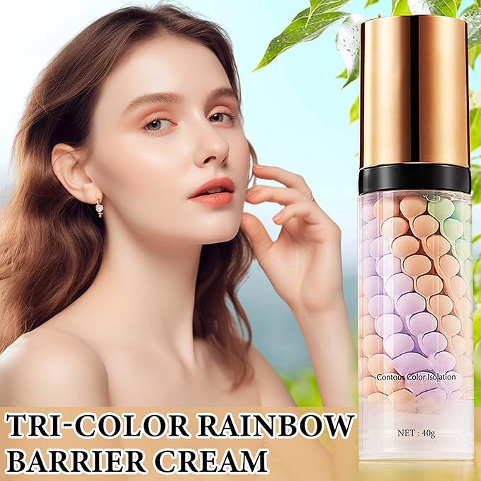 2 Pcs One Step Color Corrector,Natural Isolation Cream,Face Primer Makeup Tricolor Tinted Moisturizer,Oil Control & Moisturizing Skin Tone Correcting and Brightening Primer Concealer Foundation
