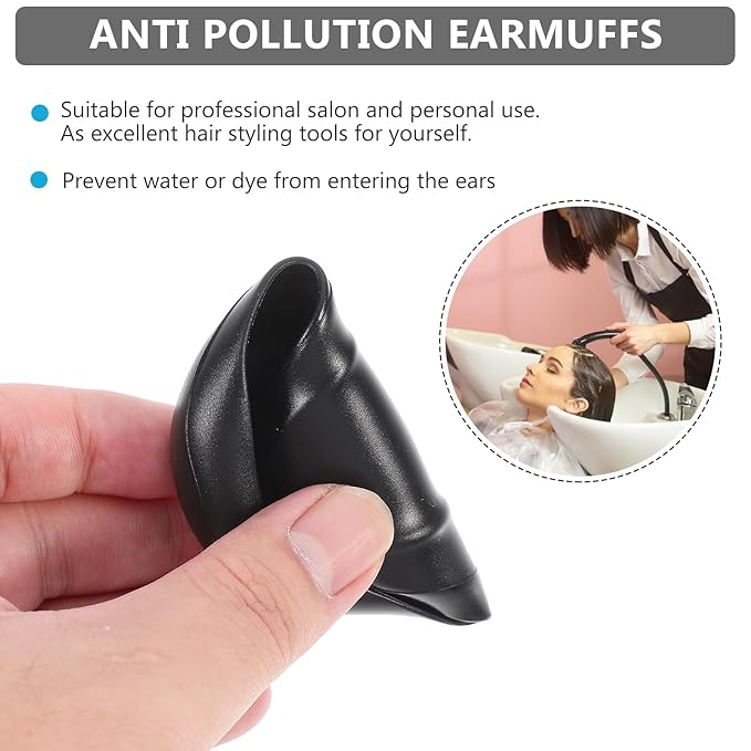 6pcs Earmuffs Heat Protector for Hair Black Ear Cuff Black Hair Dye Ear Protectors for Hair Dryer Ear Protector for Salon Hair Salon Earmuffs Hair Dyeing Supplies Plastic Hairbrush