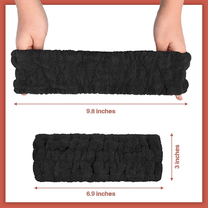 Chuangdi 3 Pieces Spa Headband for Women Facial Makeup Headband Soft Terry Cloth Hairband for Washing Face Mask Spa Shower Gifts(Black)