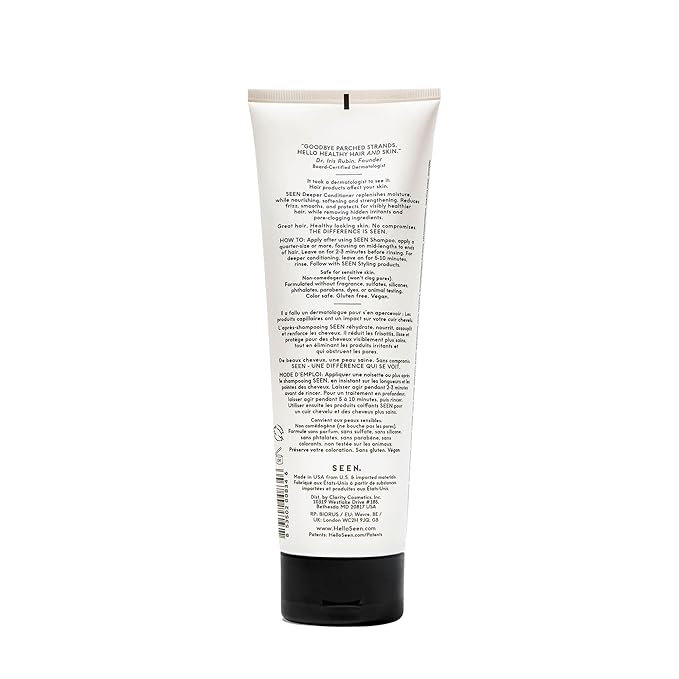 SEEN Deeper Conditioner, Fragrance Free - Non-Comedogenic & Hair Conditioner- Dermatologist-Developed - Safe for Sensitive, Eczema & Acne Prone Skin