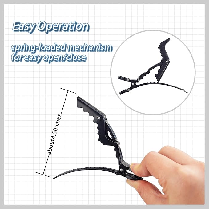 10 Pcs Alligator Hair Clips Styling Sectioning Clips Professional Salon-Grade Hair Clips for Hair Styling, Coloring, Cutting (Black)