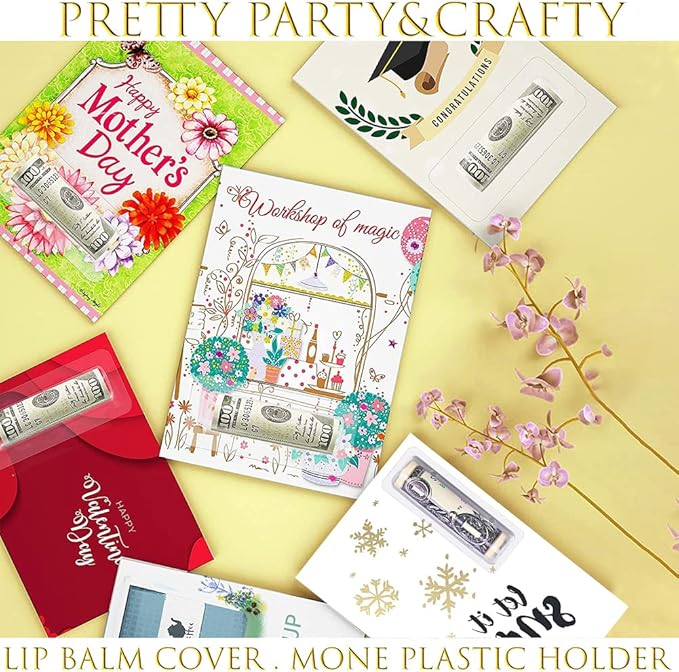 WESAPPINC Clear Chapstick Pouch Plastic Lip Balm Pouches for Gift Cards & Money Cards,Lip Balm Plastic Cover with Adhesive (100PACK)