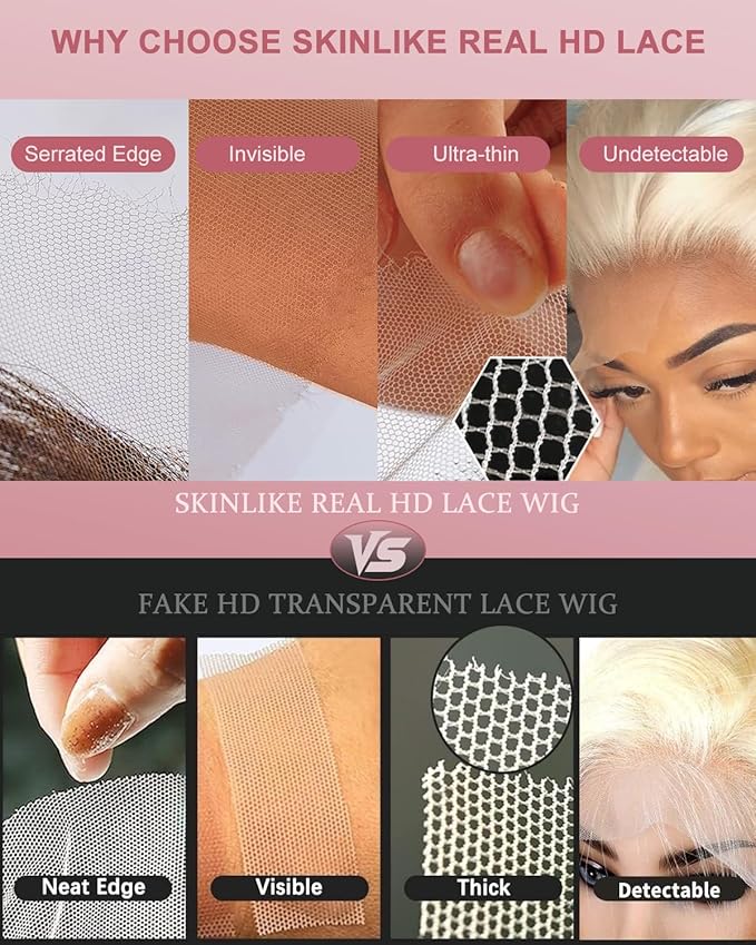 ALIDIDI MINIKNOTS Real Hd 613 13x6 Lace Front Wig Human Hair Pre Plucked Bleached Knots 200% Density 0.10mm Ultra-Thin Invisible Lace Blonde Wig Human Hair Straight For Women 20 Inch