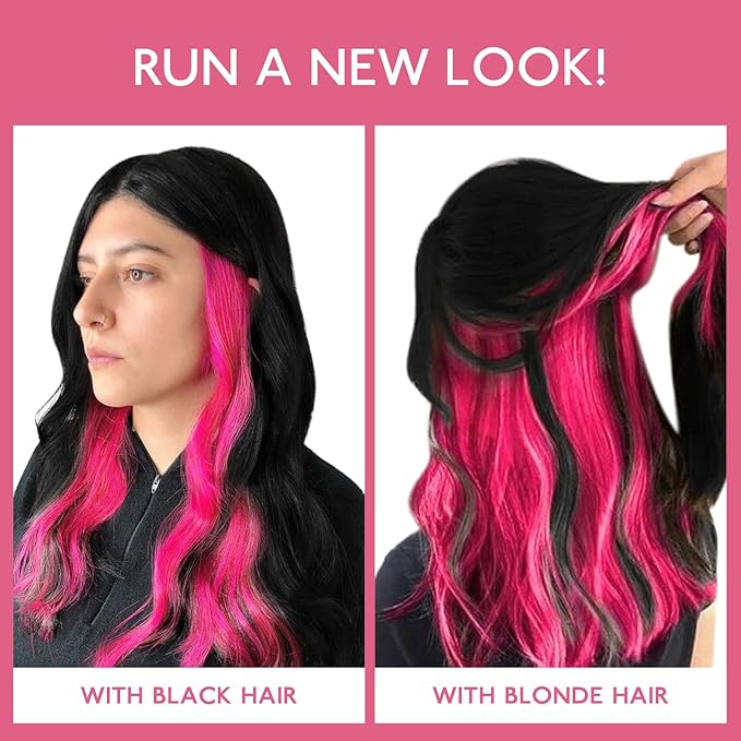 WENNALIFE Hot Pink Clip in Hair Extensions Real Human Hair 35g 6pcs 20 Inch Colored Hair Extensions for Kids Women Colorful Hair Pieces Pop-up Style Straight Extensiones De Cabello Humano Con Clip